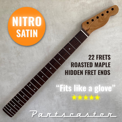 Roasted Maple / Rosewood Telecaster neck - Nitro Satin - Headstock adjusted