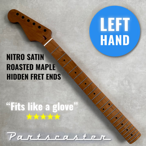 Left Hand Roasted Maple Stratocaster neck - Nitro Satin - Headstock adjusted