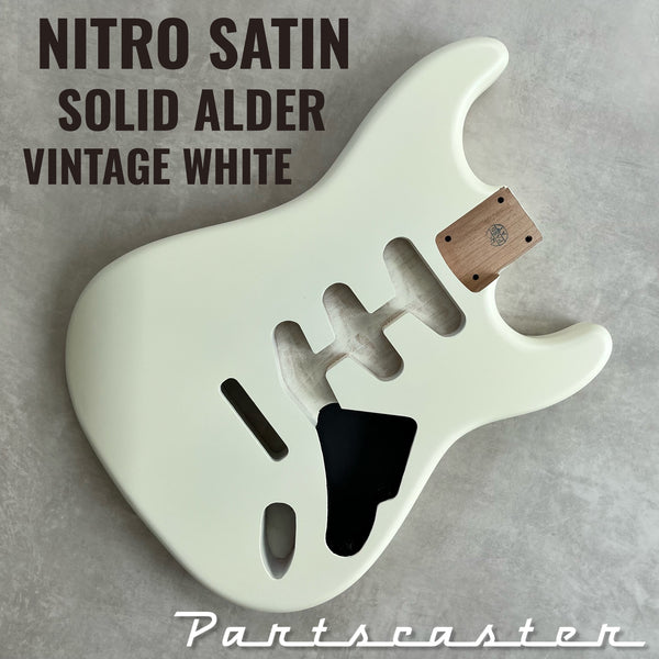 Solid Alder Stratocaster body - Nitro Satin - Vintage White - 2kg